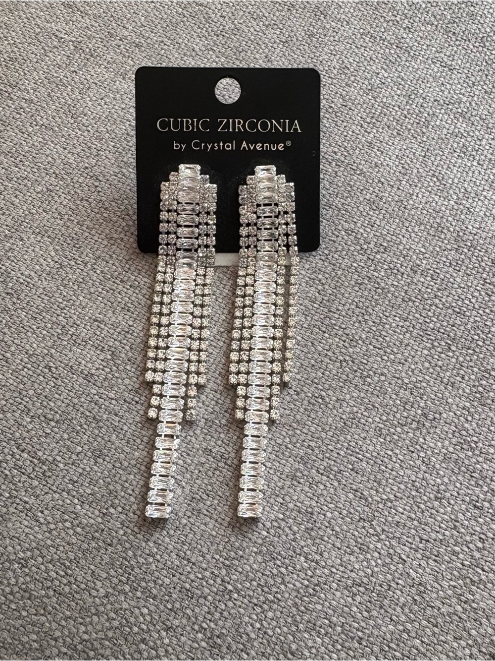 Crystal Avenue Silver-Tone Cubic Zirconia Fringe Drop Earrings